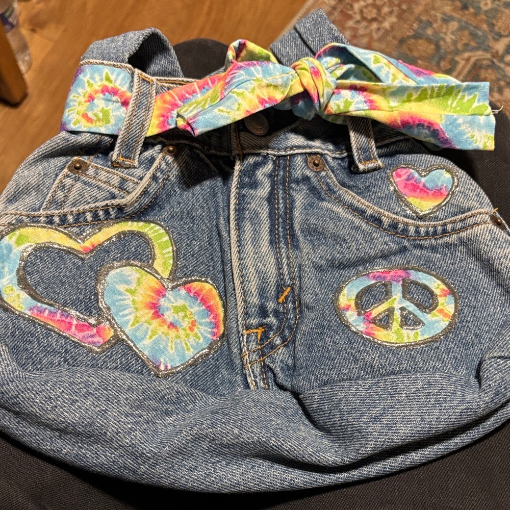 Denim Bag with Tie-Dye Accents